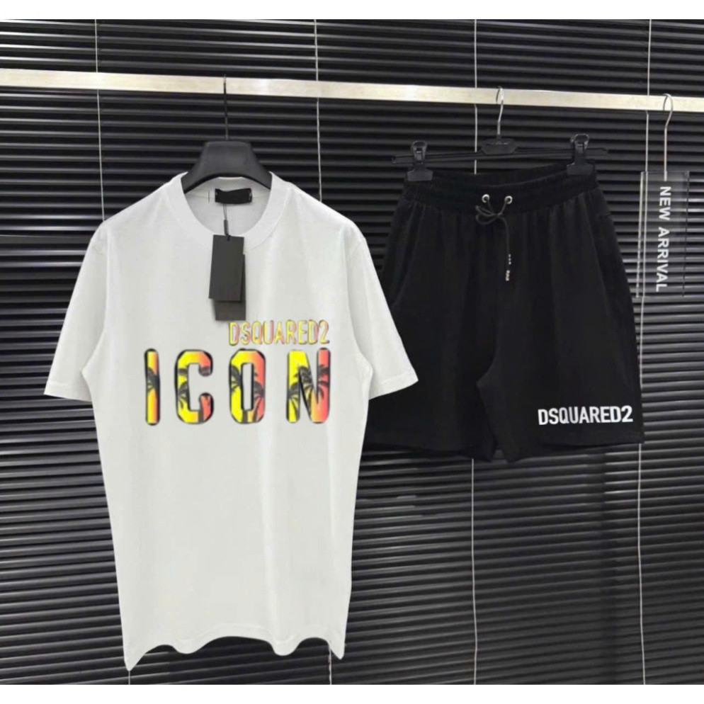 Bộ Quần Áo Dsquared2 Cây Dừa Cam Phối Quần DSQ Đen basic Hottrend Mùa Hè 2025 Mã 59