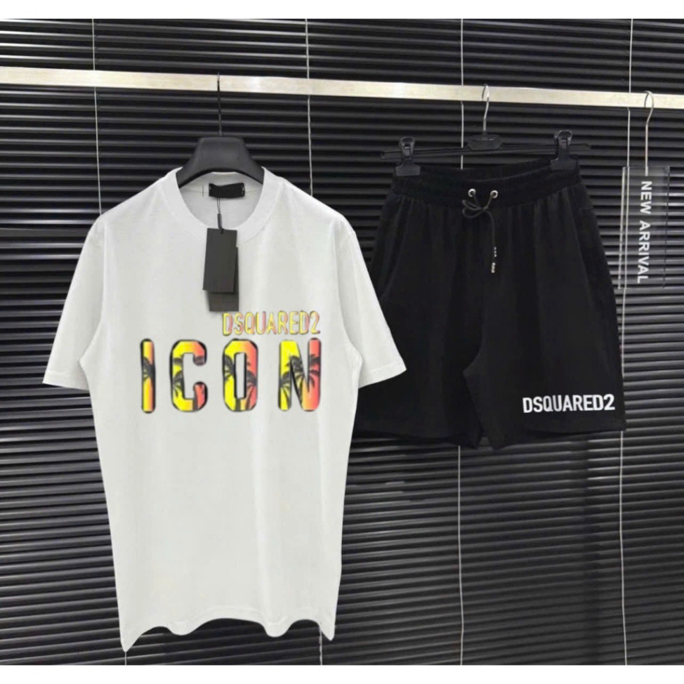 Bộ Quần Áo Dsquared2 Cây Dừa Cam Phối Quần DSQ Đen basic Hottrend Mùa Hè 2025 Mã 59