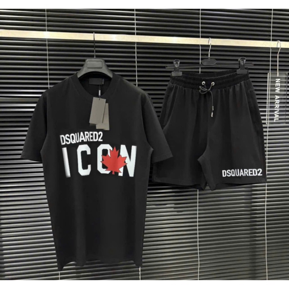 Bộ Quần Áo ICon Lá Đỏ basic Phối Quần DSQ Hottrend Nam Nữ Hàng -2k6 Duy Bi