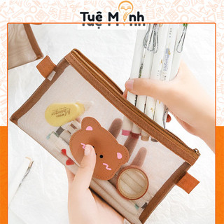  Túi bút hình gấu dễ thương vải lưới K36 VPP TUE MINH - bóp viết hộp đựng bút cute 
