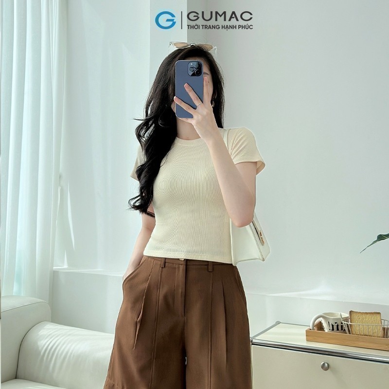 Áo thun nữ GUMAC cổ tròn form ôm body babytee thun gân co giãn mát mẻ  LATE0602 | BigBuy360 - bigbuy360.vn