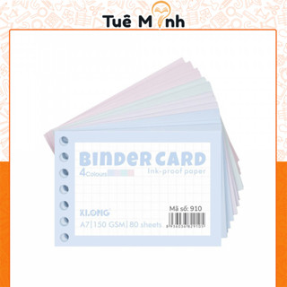 Tệp Binder Card Klong 80 tờ A7 4 màu 150GSM MS 910 giấy note index card cài sổ còng tiện lợi
