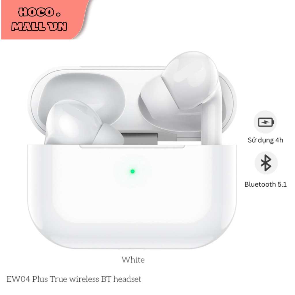 Tai Nghe Bluetooth Hoco EW04 Plus Hỗ Trợ Đổi Tên, Đàm Thoại, Đệm Tai Êm Ái, Nghe Nhạc 4H Liên Tục