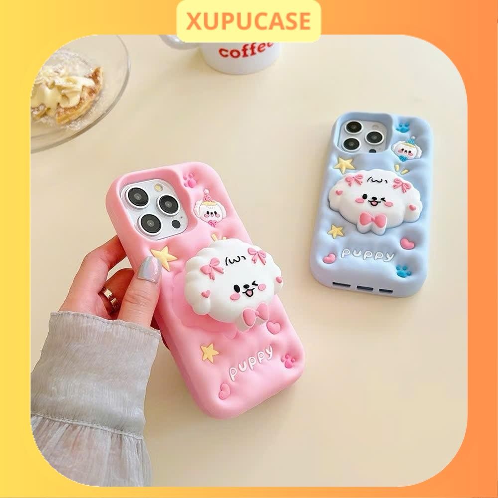 Ốp lưng iphone Chó PUPPY có giá đỡ hot trend Cho 6plus/7plus/x/xs/xsm/11/12/13/14/15/pro/max/plus/promax