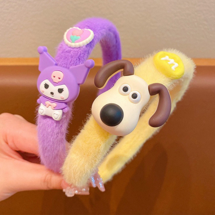 Băng Đô Cài Tóc Bằng Vải Lông Họa Tiết Gấu Dâu/Thỏ/Hoạt Hình Dễ Thương Cho Bé Gái - Bờm cài tóc hình