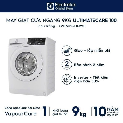 Máy giặt cửa ngang Electrolux 9kg UltimateCare 100 - Trắng EWF9025DQWB - Động cơ Inverter yên tĩnh