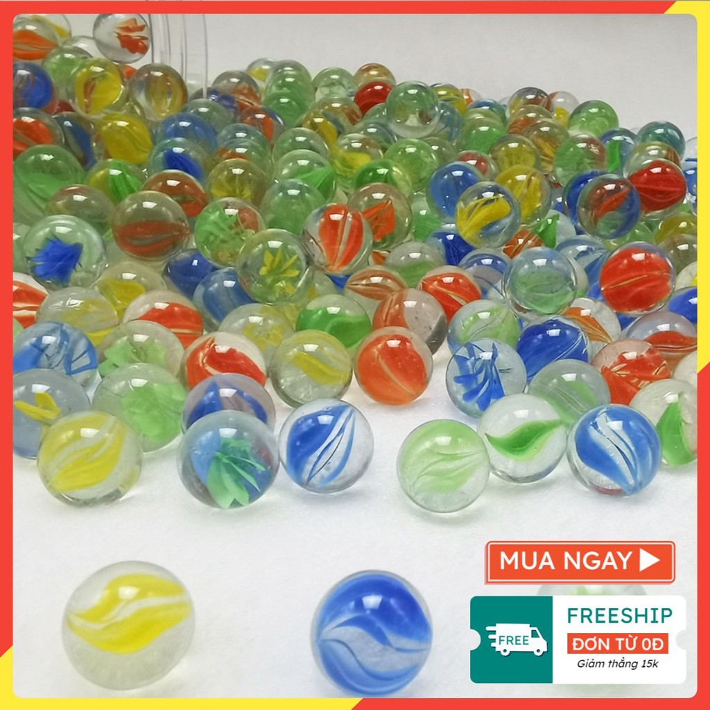 [GIÁ SỈ] SET 100 200 Viên Bi Ve Thủy Tinh Trong Suốt Nhiều Màu 16mm và 14mm - Bi ve sứ trắng dùng là