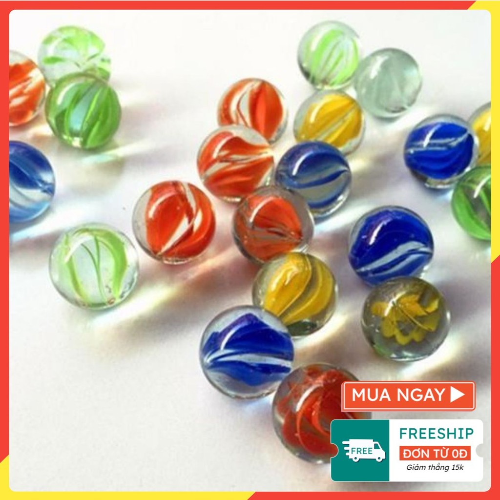 SET 1KG 2KG Bi Ve Thủy Tinh Trong Suốt 16mm Nhiều Màu - Viên Bi Ve Bắn Bi a Trò Chơi Tuổi thơ làm đồ