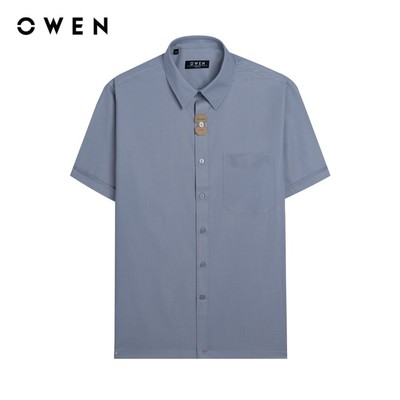 Owen - Áo sơ mi ngắn tay Body Fit AB240715NT màu Xám nhạt chất liệu Spandex
