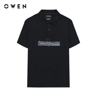 OWEN - Áo polo ngắn tay Body Fit APV243795 màu Đen chất liệu CVC Spandex