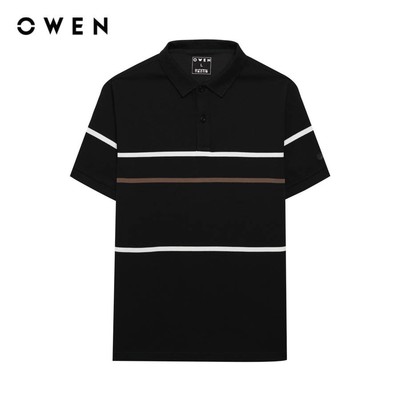 OWEN - Áo polo ngắn tay Body Fit APV243799 màu Đen chất liệu CVC Spandex