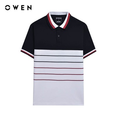 OWEN - Áo polo ngắn tay Body Fit APV233190 màu Trắng đen chất liệu CVC Spandex