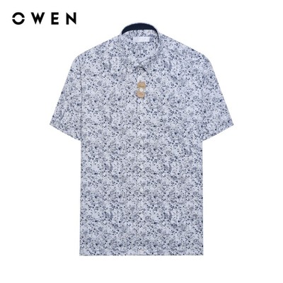 OWEN - Áo sơ mi ngắn tay Body Fit AB240671NT màu Trắng chất liệu Viscose-Polyester-Spandex