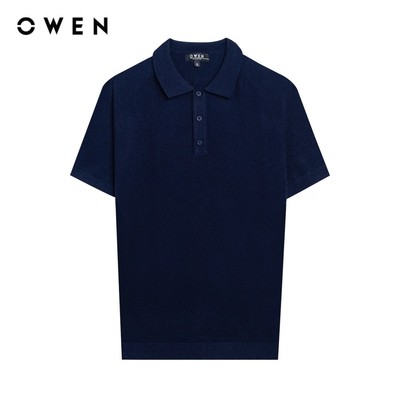 OWEN - Áo polo ngắn tay Relaxfit APV243765 màu Xanh tím than chất liệu Visco-Nylon-Polyester