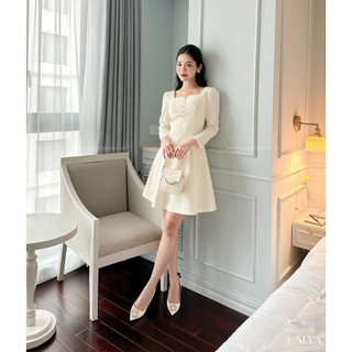 Váy Tweed dài tay cổ vuông-Be_LALYA_D495
