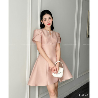 Váy tapta cộc tay ly bồng-Hồng_LALYA_D475