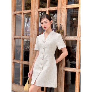 Váy tweed cổ sam_Trắng_LALYA_D476