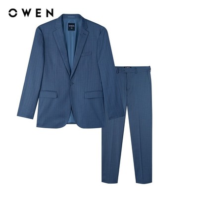 OWEN - Bộ Veston Slim Fit VES231679 màu Xanh chất liệu TR Spandex