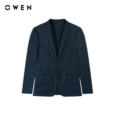 OWEN - Blazer (demi) Slim Fit BL231705 màu Xanh chất liệu TR Spandex