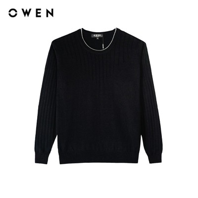 OWEN - Áo len Regular Fit ALD231658 màu Đen chất liệu Cotton- Acrylic