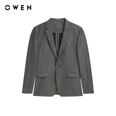 OWEN - Blazer (demi) Slim Fit BL231720 màu Ghi chất liệu TR Spandex