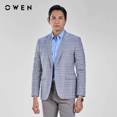 OWEN - Blazer (demi) Regular Fit BL231697 màu Ghi chất liệu TR Spandex