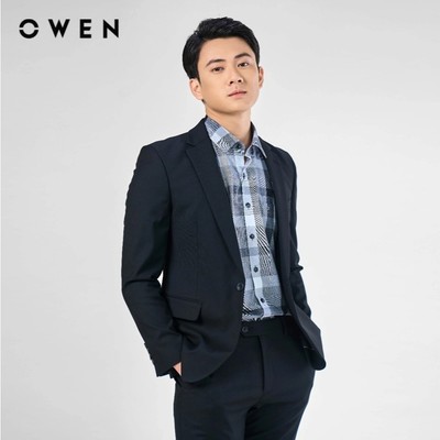 OWEN - Bộ Veston Regular Fit VES231494 màu Đen chất liệu TR Spandex