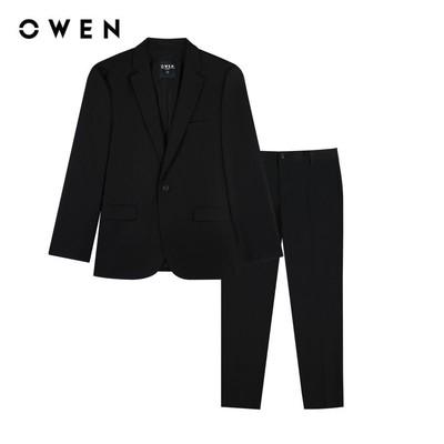 OWEN - Bộ Veston Slim Fit VES231684 màu Đen chất liệu TR Spandex