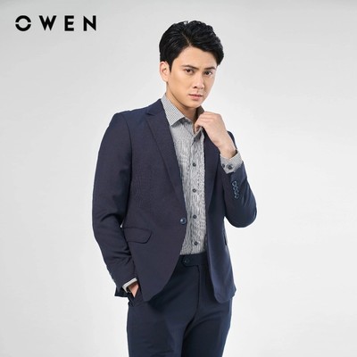OWEN - Bộ Veston Regular Fit VES231495 màu Ghi chất liệu TR Spandex