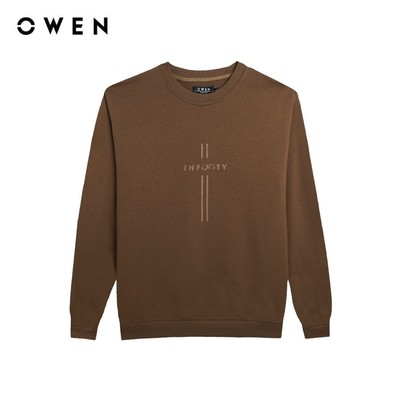OWEN - Áo nỉ Regular Fit AN241455 màu Nâu đậm chất liệu Cotton - Polyester