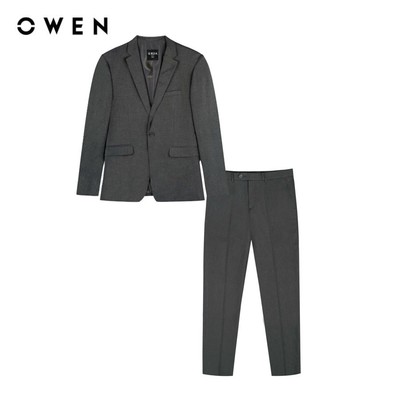 OWEN - Bộ Veston Slim Fit VES231683 màu Ghi chất liệu Polyester Rayon Spandex
