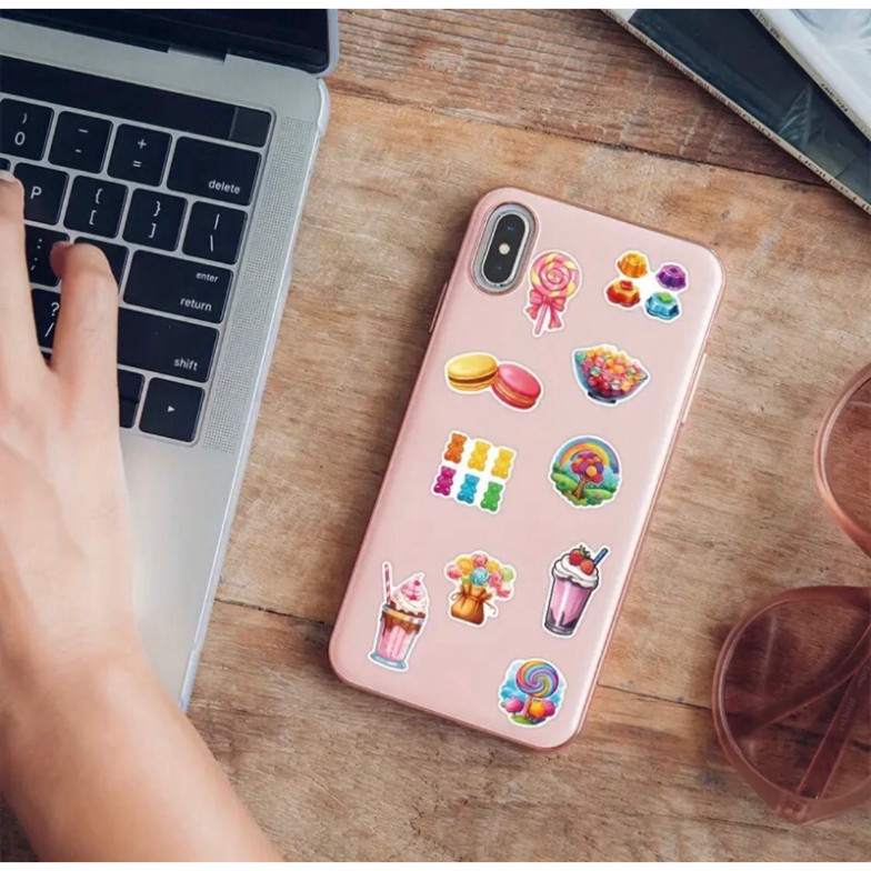 60 sticker kẹo ngọt , chocolate , bánh donut , kem trang trí văn phòng phẩm.