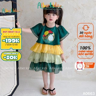 Váy bé gái  ALBERKIDS 3 tầng hình in thỏ ngọc công chúa xinh đẹp cho trẻ em 2-12 tuổi A0663
