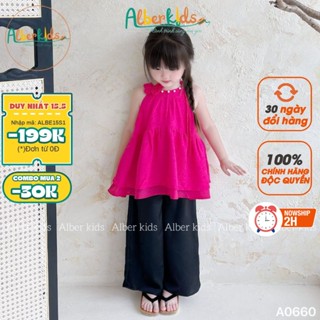 Sét đồ bộ TẾT bé gái ALBERKIDS áo sát nách kèm quần xinh xắn dễ thuơng cho bé 2-12 tuổi A0660