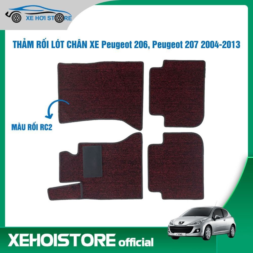 Bộ thảm rối lót chân ô tô dành cho xe 5 chỗ Peugeot 207, Peugeot 206 2004-2013