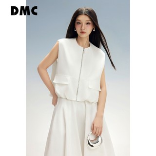 Áo gile khóa kéo cổ tròn phối túi giả DMC (Raw Waistcoat)