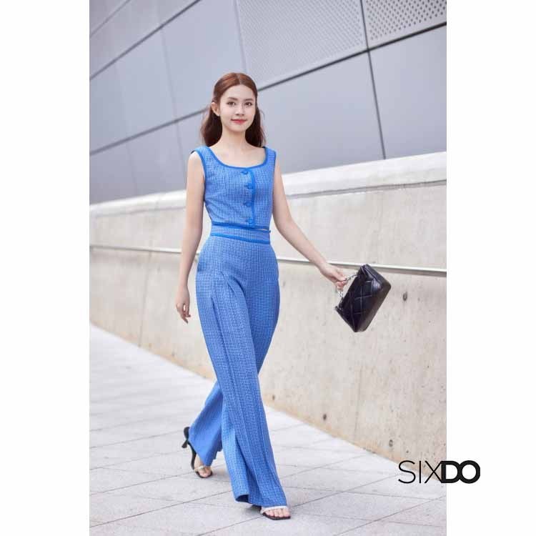 Quần ống rộng xanh dạ tweed SIXDO (Dark Blue Tweed Pants)