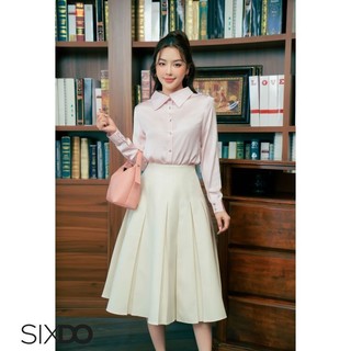 Áo sơ mi lụa cổ đức dài tay SIXDO (Light Pink Silk Blouse)