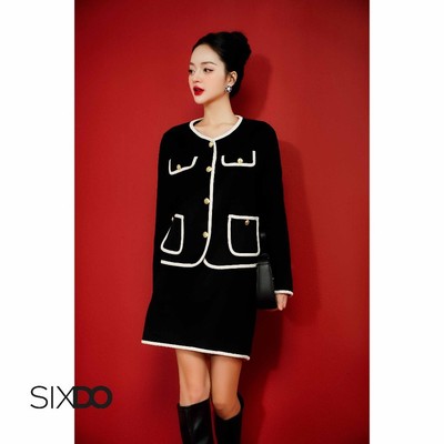 Chân váy len dáng A SIXDO (Black Mini Wool Skirt)