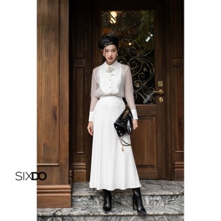 Áo sơ mi kiểu nữ tơ organza SIXDO (White Long Sleeves Top)