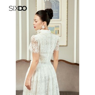 Chân váy ren trắng SIXDO (White Rose Pleated Midi Lace Skirt)