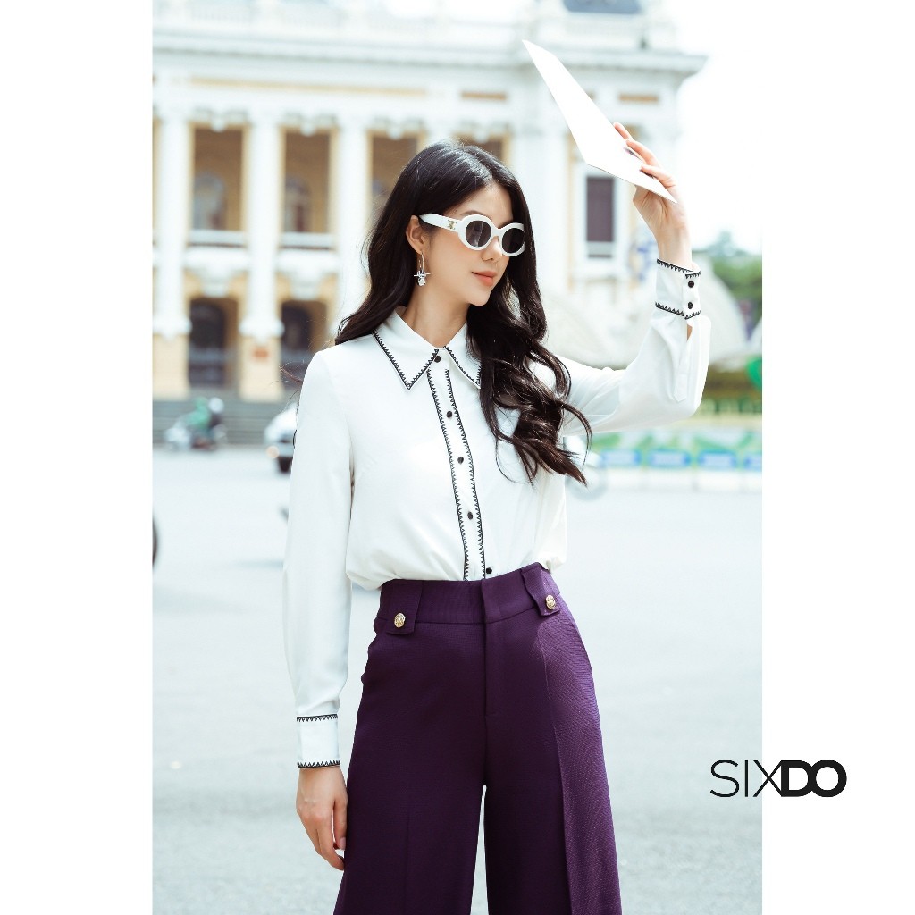 Quần tím đậm ống suông SIXDO (Dark Violet Wide Leg Raw Pants)
