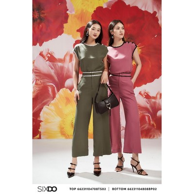Quần nữ ống suông phối cạp viền SIXDO (Wide Leg Woven Pants)