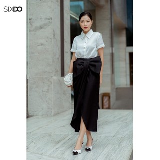 Chân váy đen phối nơ to SIXDO (Black Bowtie Midi Raw Skirt)