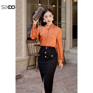 Áo sơ mi lụa nữ dài tay SIXDO (Ochre Long Sleeves Silk Shirt)