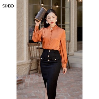 Áo sơ mi lụa nữ dài tay SIXDO (Ochre Long Sleeves Silk Shirt)