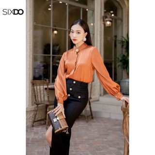 Áo sơ mi lụa nữ dài tay SIXDO (Ochre Long Sleeves Silk Shirt)