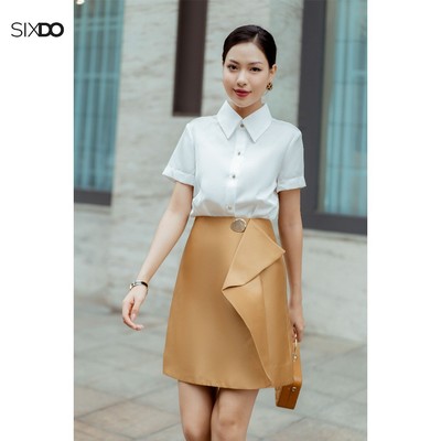Chân váy dáng A taffeta phối vạt SIXDO (A-line Mini Taffeta Skirt)