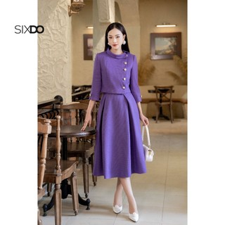 Áo kiểu nữ tím thô tay lửng SIXDO (Light Purple Cropped Raw Top)