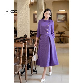 Áo kiểu nữ tím thô tay lửng SIXDO (Light Purple Cropped Raw Top)